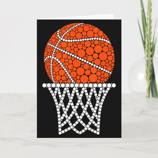 Cute Basketball Polka Dot Art Student Happy Dot Da Card (Front)