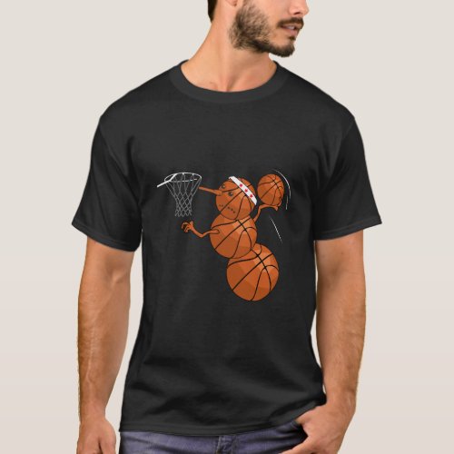 Cute Basketball Snowman Gift Idea For Boys And Gir T_Shirt