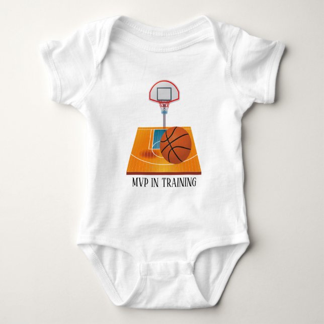 Cute Basketball sports training add text Baby Bodysuit (Front)