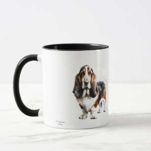 Cute Basset Hound Art Personalized Mug