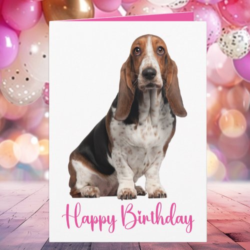 Cute Basset Hound Birthday Pink Dog Mom
