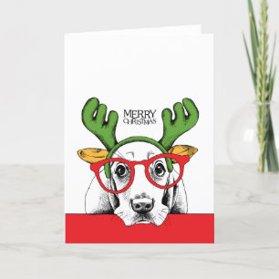 Cute Basset Hound Christmas Card