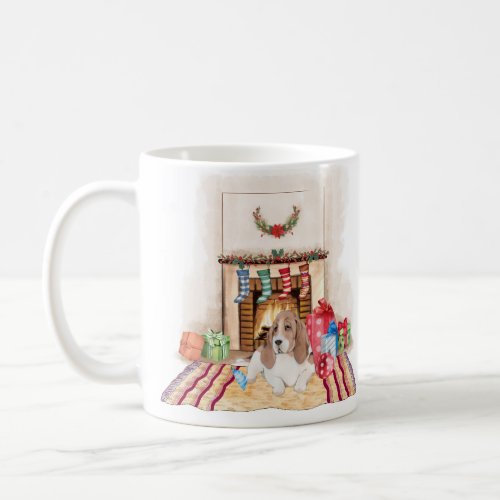 Cute Basset Hound Christmas Mug  Coffee Mug