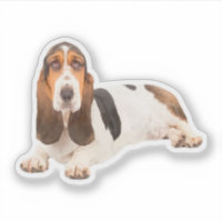 Cute Basset Hound Dog Breed Shape Sticker