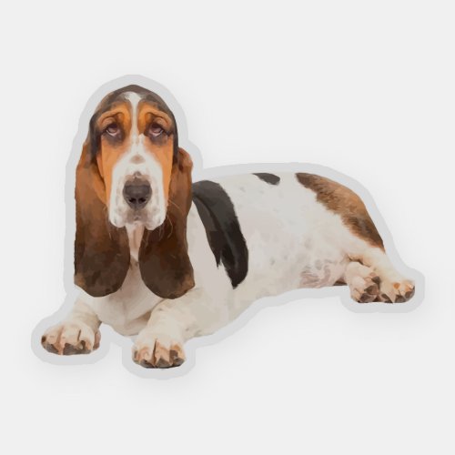 Cute Basset Hound Dog Breed Shape Sticker