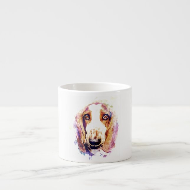 Cute Basset Hound Dog Face Coffee Mug Cup (Front)