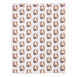 Cute Basset Hound Dog Face Print Duvet Cover