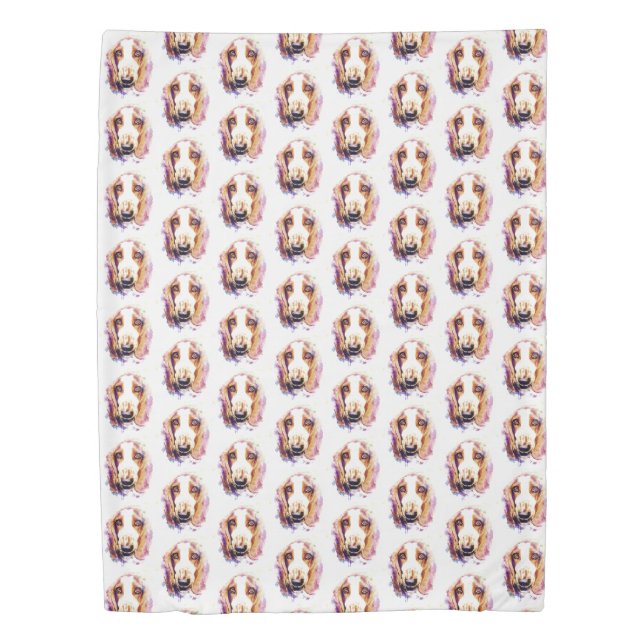 Cute Basset Hound Dog Face Print Duvet Cover (Front)