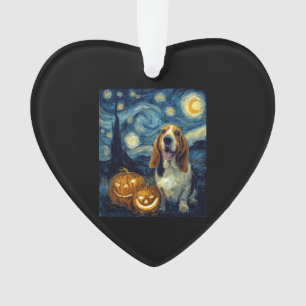 Cute Basset Hound Dog Halloween Jack O Lantern Pum Ornament