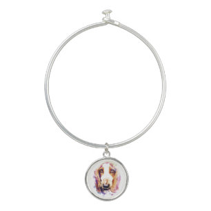 Cute Basset Hound Dog Head Face Puppy Bangle Bracelet