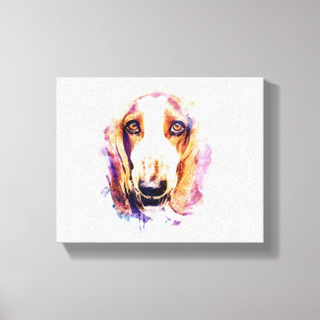 Cute Basset Hound Dog Head Face Puppy Canvas Print (Front)
