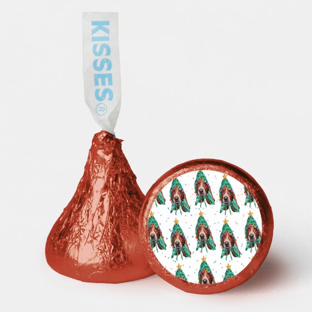 Cute Basset Hound Dog Pattern Christmas Hershey®'s Kisses® (Front)