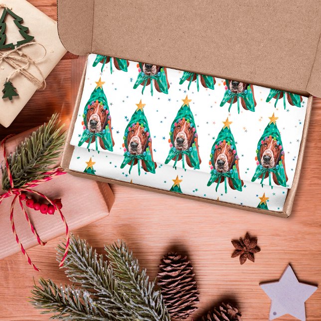 Cute Basset Hound Dog Pattern Christmas Tissue Paper (Creator Uploaded)