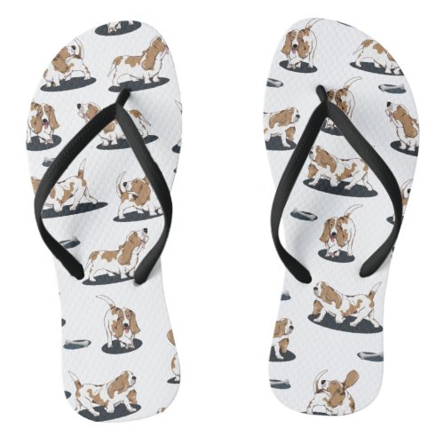 Cute Basset hound dogs pattern Flip Flops