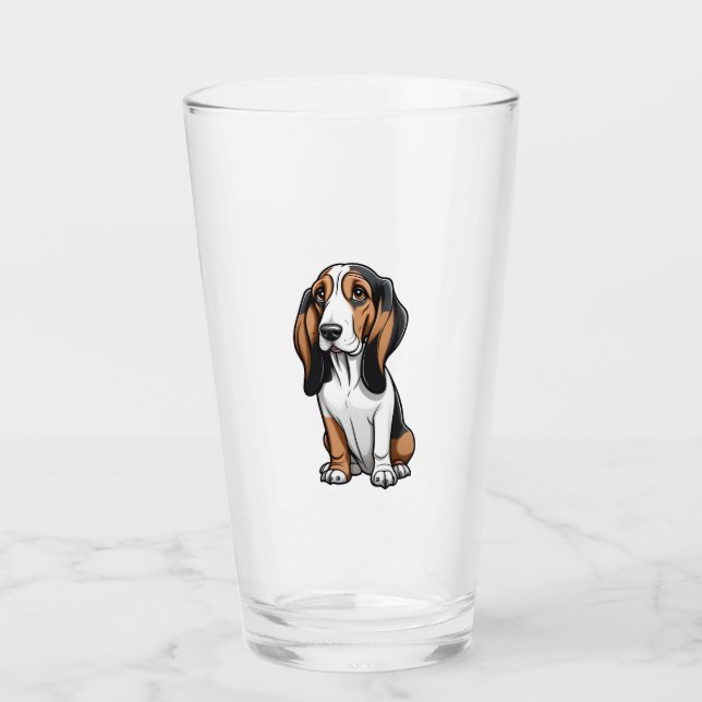 Cute Basset Hound Glass (Front)