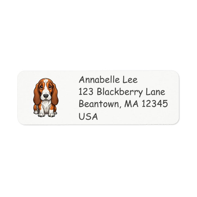 Cute Basset Hound Label (Front)