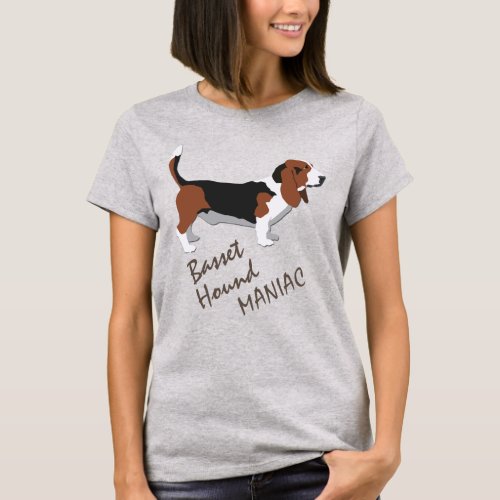Cute Basset Hound Maniac T_Shirt