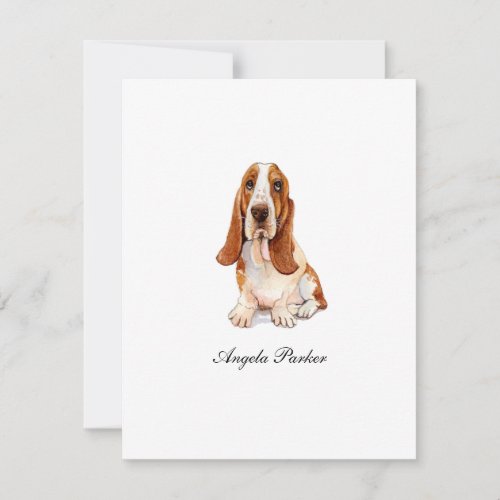 Cute Basset Hound watercolor Flat Thank You Card