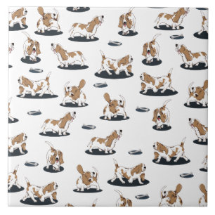 Cute Basset Hounds Ceramic Tile