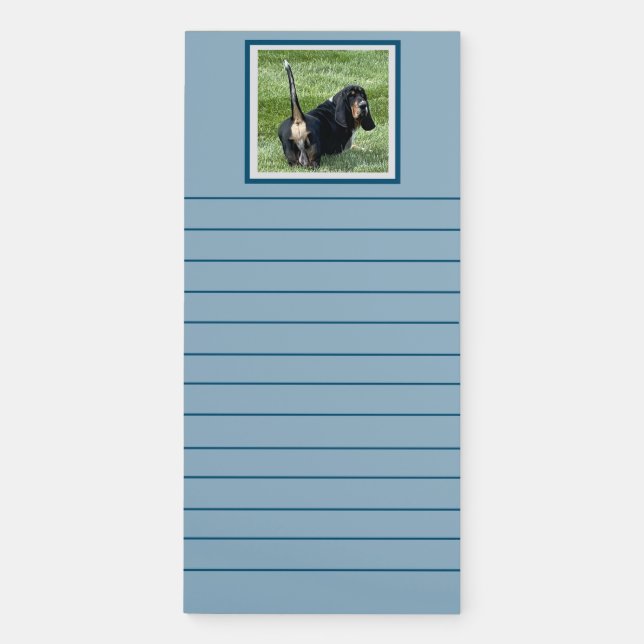 Cute Basset Hounds on Magnetic Notepad (Front)