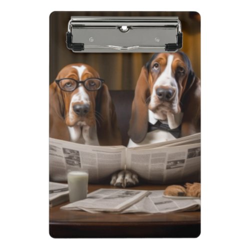 Cute basset hounds reading newspaper mini clipboard