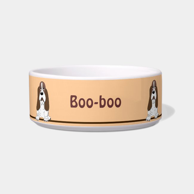 Cute Bassett Hound Breed Dog Personalized Pet Bowl