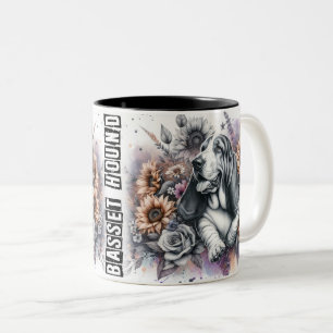 Cute Bassett Hound Dog Wrap Two-Tone Coffee Mug
