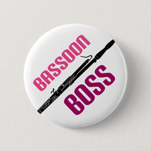 Cute Bassoon Boss Music Gift Pinback Button
