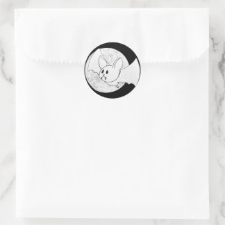 Cute Bat and Full Moon Halloween Classic Round Sticker