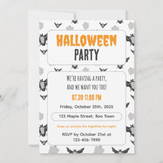 Cute Bat and Ghost Halloween Invitation. Invitation