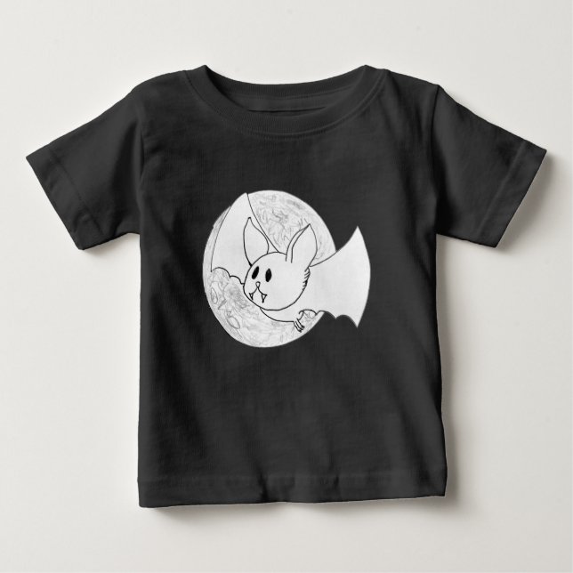 Cute Bat and Moon Halloween   Baby T-Shirt (Front)