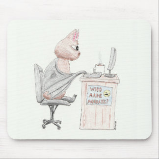 Cute Bat at Desk Mouse Pad