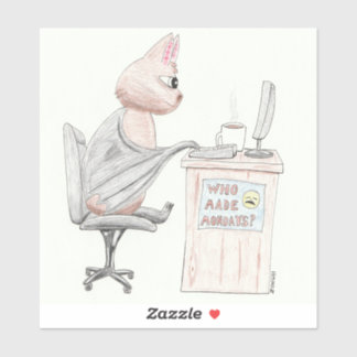 Cute Bat at the Office Sticker