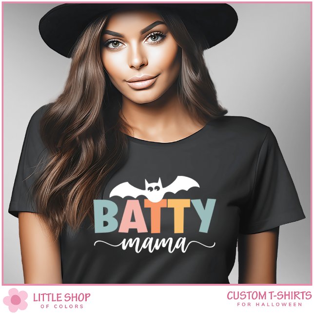 Cute Bat Batty Mom Customizable Halloween T-Shirt (Creator Uploaded)