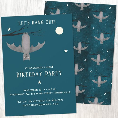 Cute Bat Birthday Invitation