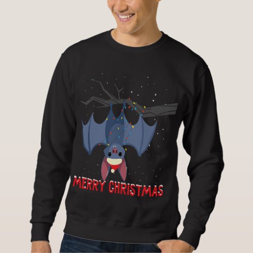 Cute bat Christmas Tree Lights Xmas Holidays Sweatshirt
