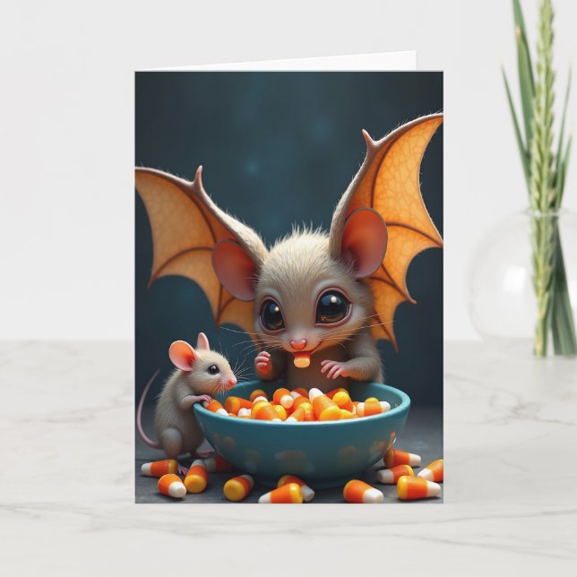 Cute Bat Creatures Candy Treat Card (Front)