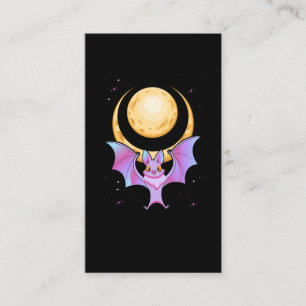 Cute Bat Crescent Pastel Goth Moon Kawaii Business Card
