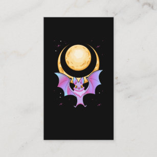 Cute Bat Crescent Pastel Goth Moon Kawaii Business Card