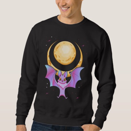 Cute Bat Crescent Pastel Goth Moon Kawaii Sweatshirt