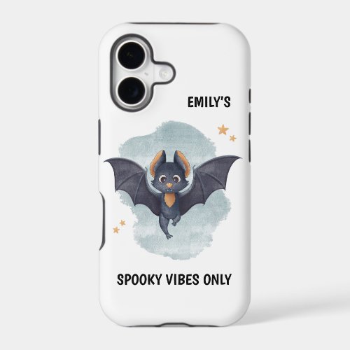 Cute Bat Custom Name Halloween Spooky Vibes iPhone 17 Case