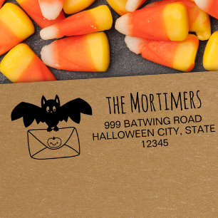 Cute Bat Delivering Mail Family Halloween Self-inking Stamp