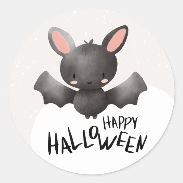 Cute Bat Halloween Classic Round Sticker (Front)