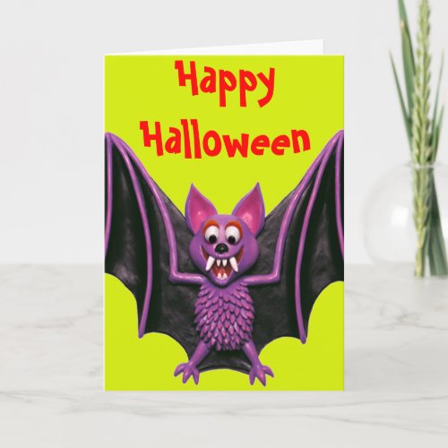 Cute Bat Halloween Party Card