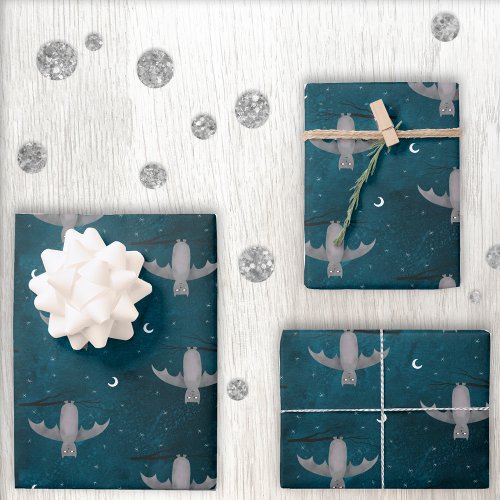 Cute Bat Halloween Wrapping Paper Sheets