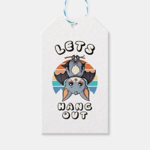 Cute Bat Hanging and Retro Sunset Let's Hang Out Gift Tags