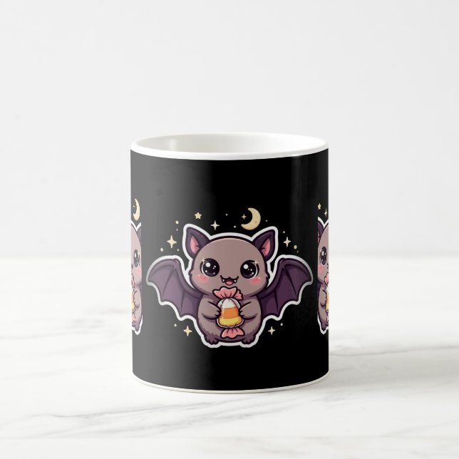 Cute Bat Holding Candy Corn Coffee Mug (Center)