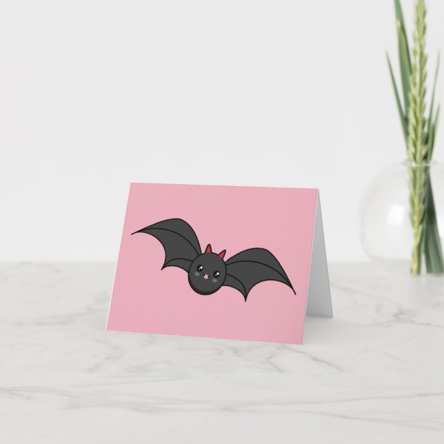 Cute Bat Letterpress Thank You Card (Front)