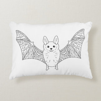 Cute Bat Line Art Halloween Art Accent Pillow