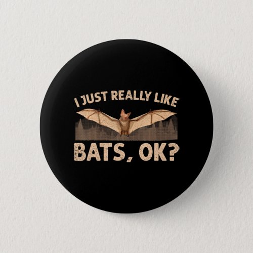 Cute Bat Nocturnal Animal Bat Lovers Button